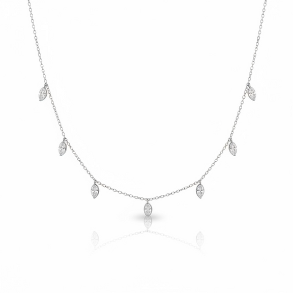 Marquise Drops Necklace white gold