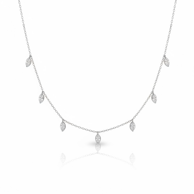 Marquise Drops Necklace white gold