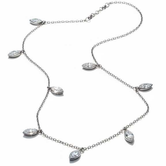 Marquise Drops Necklace white gold